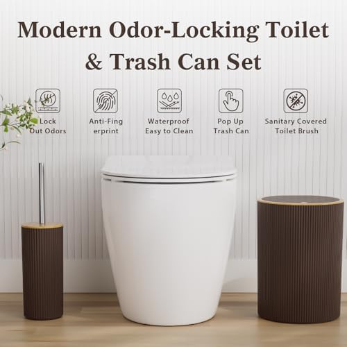 Bathroom Accessories Set 25 PCS, Brown Shower Curtains Set