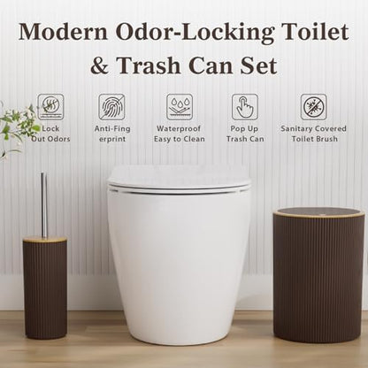 Bathroom Accessories Set 25 PCS, Brown Shower Curtains Set