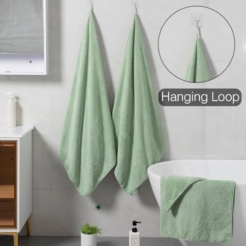 Hailea 2 Piece Hand Towels Set 16x31 Inches,Soft Microfibers Bathroom Towel Set 2 Pack,Highly Absorbent Quick Dry Luxury Towel Hotel Spa Gym Hand Towel Collection for Bathroom,Green