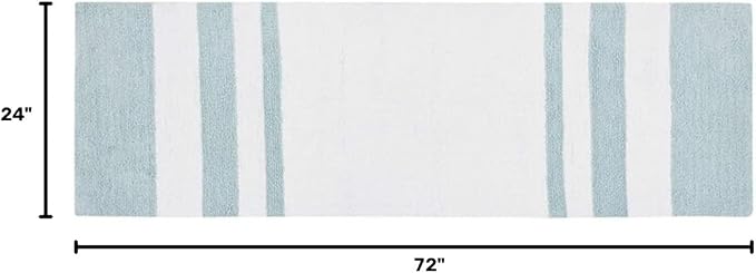 Madison Park Reversible Spa Cotton Bath Rug 100%-Cotton Striped Ultra Soft Water Absorbent, Fast Drying, Bath-Mats, Non-Slip Absorbent Quick Dry Mats for Tub, Shower Room, and Bathroom, 24x72, Aqua | Quick Dry, Ultra Soft, Pile, Machine Washable, Plush...