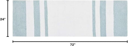 Madison Park Reversible Spa Cotton Bath Rug 100%-Cotton Striped Ultra Soft Water Absorbent, Fast Drying, Bath-Mats, Non-Slip Absorbent Quick Dry Mats for Tub, Shower Room, and Bathroom, 24x72, Aqua | Quick Dry, Ultra Soft, Pile, Machine Washable, Plush...