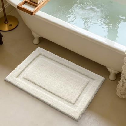 LUMI Soft Bathroom Rugs Absorbent, Non Slip Bath Mat 16x24, Ivory White