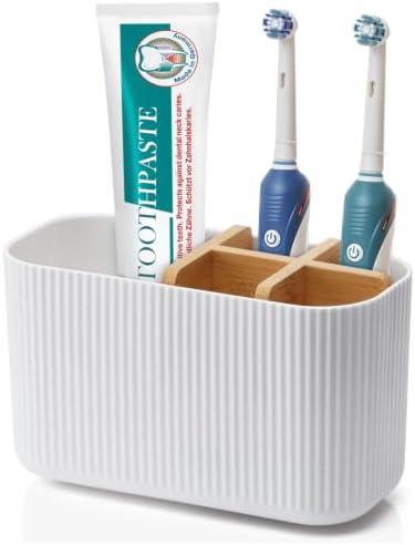 GFWARE White Toothbrush Holder, 5 Slots Bathroom Storage Organizer