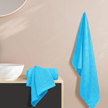 MyOwn Ultra Soft 3 Pack Cotton Towel Set, Contains a Bath Towels 28x55 inch, a Hand Towels 16x24 inch & a Wash Coths 12x12 inch, Ideal Everyday use, Compact & Lightweight - Turquoise Blue