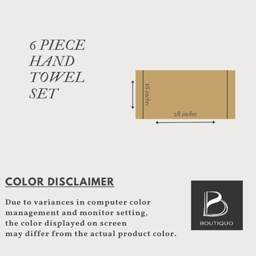 BOUTIQUO Ultra Soft 6-Piece Hand Towel Set 16x28-100% Ringspun Cotton - Durable & Highly Absorbent Hand Towels - Ideal for use in Bathroom, Kitchen, Gym, Spa & General Cleaning - Multicolour 1