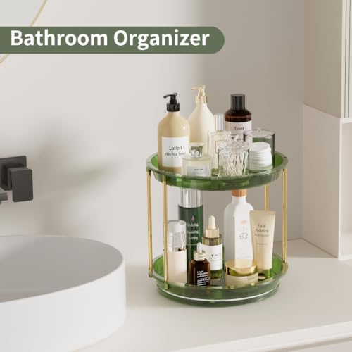 Rotating Makeup Organizer, Perfume Skincare Holder, 2 Tier 9 Inch, Green