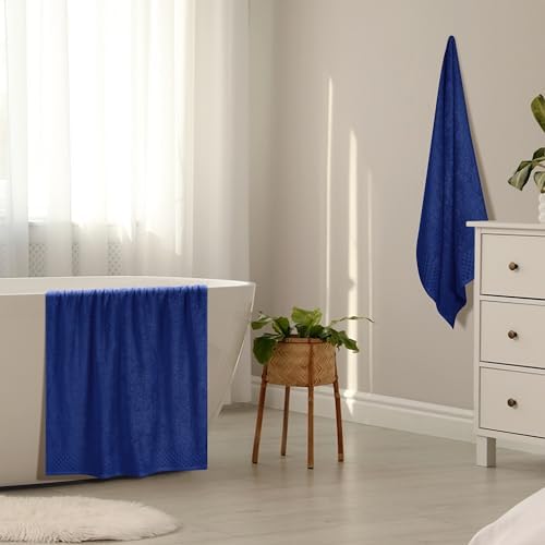 MyOwn Ultra Soft 2 Pack Oversized Bath Towel Set 28x55 inches, Cotton Large Bath Towels, Highly Absorbant Compact Quickdry & Lightweight Towel, Ideal for Gym Travel Camp Pool - Navy Blue