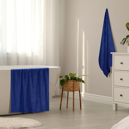 MyOwn Ultra Soft 2 Pack Oversized Bath Towel Set 28x55 inches, Cotton Large Bath Towels, Highly Absorbant Compact Quickdry & Lightweight Towel, Ideal for Gym Travel Camp Pool - Navy Blue