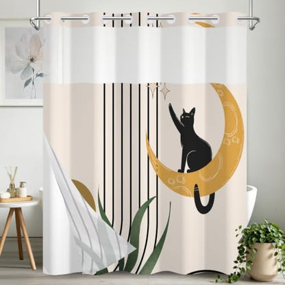 No Hook Shower Curtain with Snap-in Liner 71x74 Inch