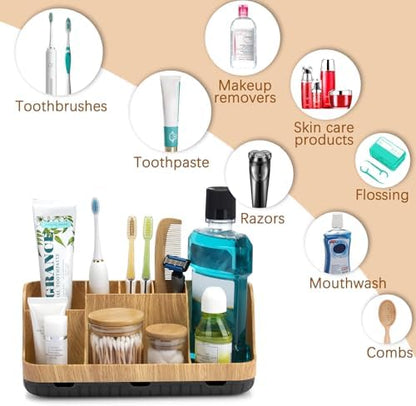 GFWARE Bathroom Organizers and Storage - Detachable 7 Slots Kids Electric Toothbrush and Toothpaste Holde Drainage for Bathroom Accessories Organization Counter Vanity Storage