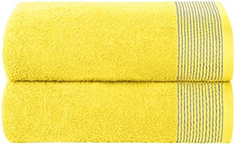 BELIZZI HOME Ultra Soft 2 Pack Oversized Cotton Bath Towels, 28x55 inches, Yellow