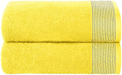 BELIZZI HOME Ultra Soft 2 Pack Oversized Cotton Bath Towels, 28x55 inches, Yellow