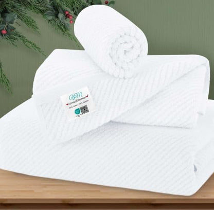 VOOVA & MOVAS White 3PC Towel Set, 100% Cotton