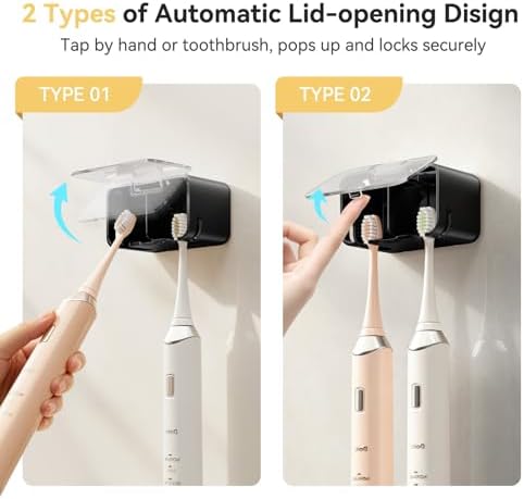 MOPMS Toothbrush Holders for Bathrooms with 2 Slot Independent Compartment