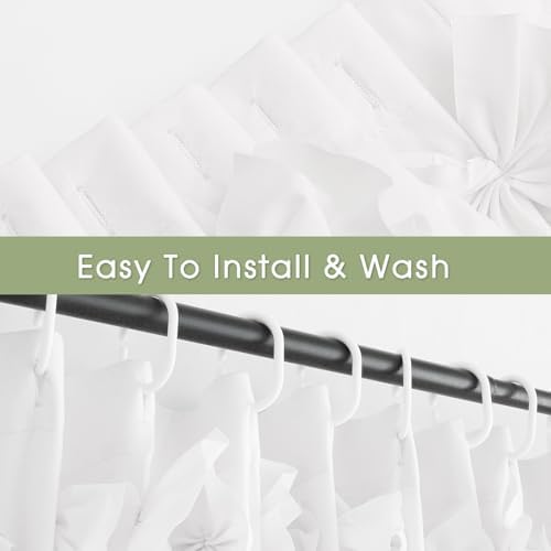 Handmade Bow Tie Shower Curtain, White, 72 x 72 in