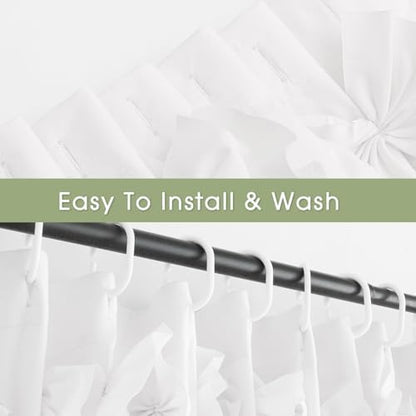 Handmade Bow Tie Shower Curtain, White, 72 x 72 in