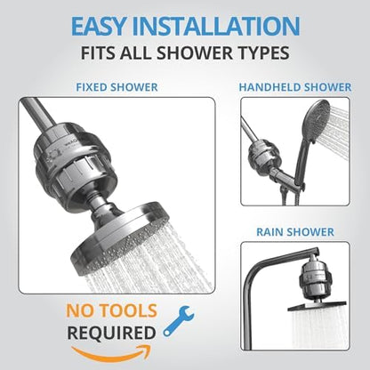 weAQUA Heavy Duty 3-PACK Shower Filter for Hard Water Chlorine Heavy Metals