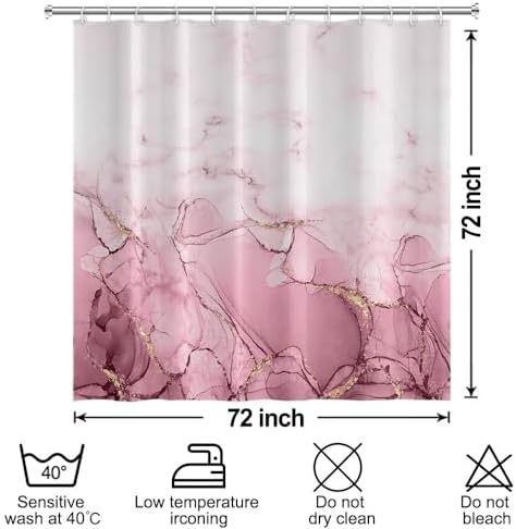 Pink Marble Waterproof Bathroom Shower Curtain 72x72 inches