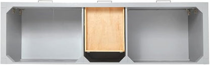 DKB Alenza 72 Inch Bathroom Vanity Double Sink — Grey Bathroom Vanity with Sink, 1.5" Edge Pure White Quartz Countertop & Backsplash, 4 Soft-Close Doors, 4 Dovetail Drawers