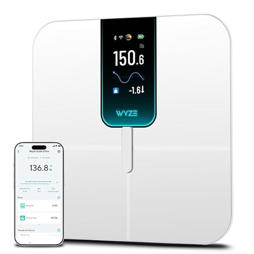 Wyze Smart Scale Ultra with 4.3" Color Display | Wi-Fi & Bluetooth Sync, Customizable Screen, Tracks 13 metrics, Heart Rate Tracking, Baby/Pet/Luggage Mode