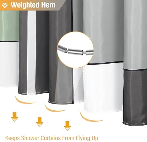 BTTN 72 x 84 Tall Geometric Waterproof Fabric Shower Curtain, Sage Green