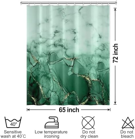 Green Marble Waterproof Bathroom Shower Curtain 65x72 inches