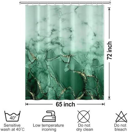 Green Marble Waterproof Bathroom Shower Curtain 65x72 inches