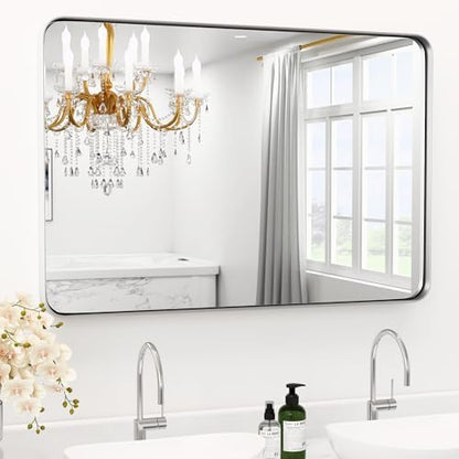32" x 36" Brushed Nickel Bathroom Mirrors for Over Sink,AluminumFrame
