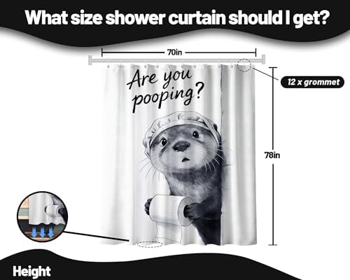 Extra Tall Shower Curtain XL Funny Otter, 70 x 78 Inchs