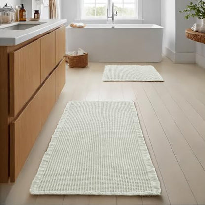 JIUZHEN Set of 2 Waffle Bathroom Rugs Non Slip Bath Mats 16"x24"+24"x48"