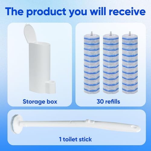 Disposable Toilet Brush and Holder Set, with 30 PCS Brush Head for Clorox.