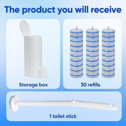 Disposable Toilet Brush and Holder Set, with 30 PCS Brush Head for Clorox.