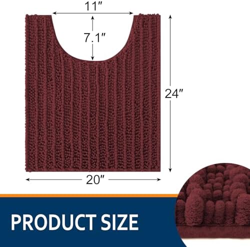 Smiry Bathroom Toilet Rugs U Shaped 24X20, Chenille Bath mats for Toilet