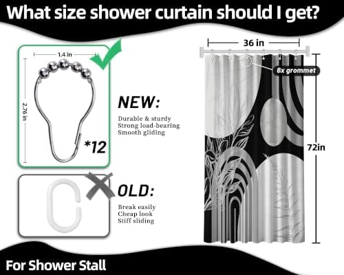 Grey and White Stall Shower Curtain, 36X72 in Narrow Small, Mid Century