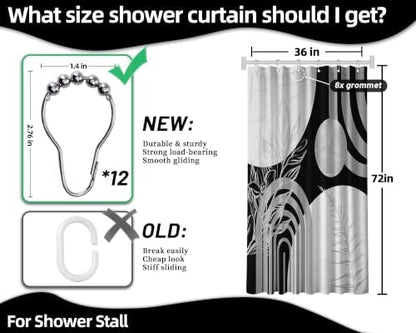 Grey and White Stall Shower Curtain, 36X72 in Narrow Small, Mid Century
