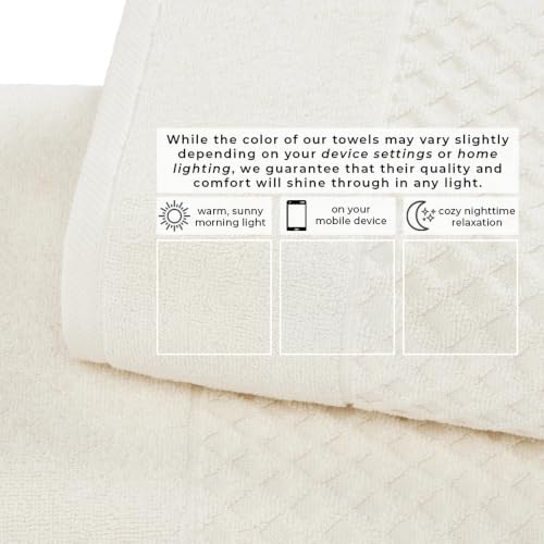 Great Bay Home Bath Towels - 100% Cotton 6 Piece Bath Sheet Set - Diamond Waffle Weave - Absorbent, Durable, Quick-Dry Towels for Bathroom (Ivory)