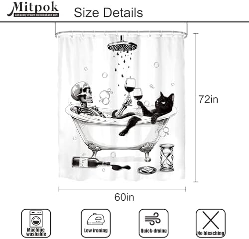 Skull Gothic Spooky Cool Bone BUBB Bathroom Shower Curtain Set