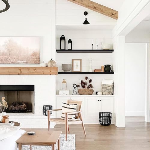 QEEIG Floating Shelves for Wall 55.1" Extra Long - Wall Mounted Shelf Bathroom Kitchen Living Room Bedroom Farmhouse Home Decor Display Bookshelf Large 55.1 x 9.3 inch Set of 2, Black (008-140B)