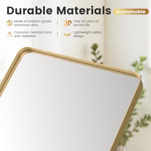 24X30Inch Gold Bathroom Mirrors for Over Sink,Aluminum Frame