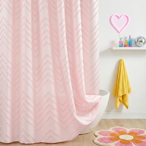 Pink Boho Fabric Shower Curtain 72 x 78 Inches