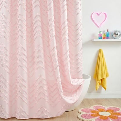 Pink Boho Fabric Shower Curtain 72 x 72 Inches
