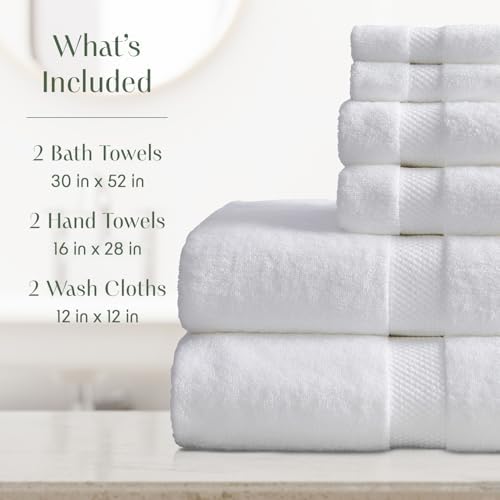 Springtree Home 100% Cotton Luxury Hotel Bath Towel Set | 6-Piece Set White