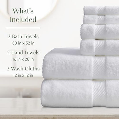 Springtree Home 100% Cotton Luxury Hotel Bath Towel Set | 6-Piece Set White