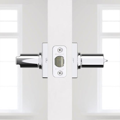 Kwikset Casey Interior Privacy Door Handle with Lock, Door Lever for Bathroom and Bedroom, Polished Chrome Reversible Keyless Turn Lock (Pack of 4)