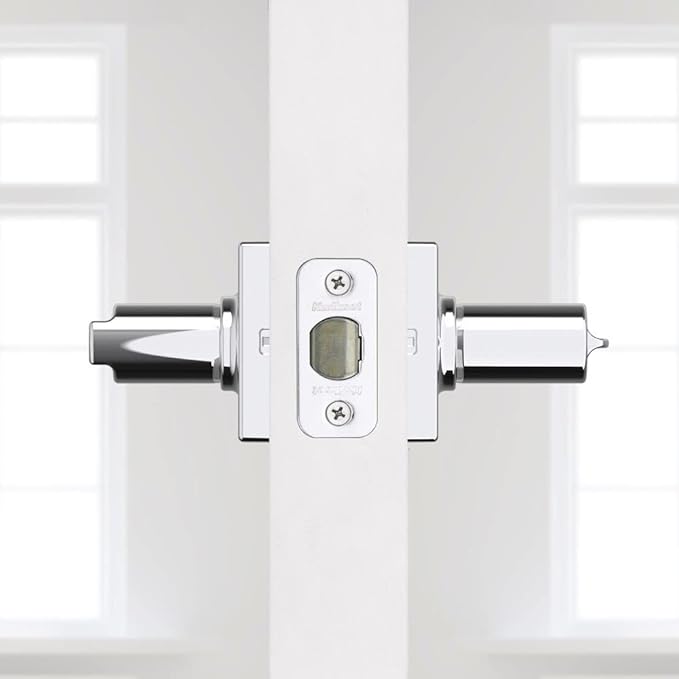 Kwikset Casey Interior Privacy Door Handle with Lock, Door Lever for Bathroom and Bedroom, Polished Chrome Reversible Keyless Turn Lock (Pack of 6)
