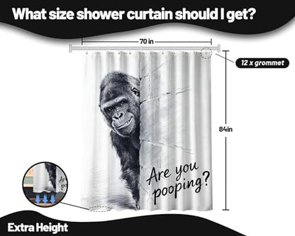 Extra Tall Shower Curtain XL Funny Gorilla Novelty, 70 x 84 Inchs