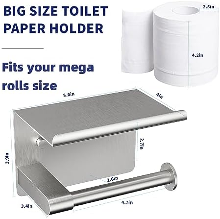 GLNLQ Brushed Nickel Toilet Paper Holder Wall Mount, Fits Mega Rolls Size