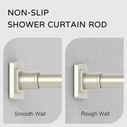 UIOSANRT Brushed Nickel Shower Curtain Rod 31-92 Inches Non-Slip Shower Rod Tension Mounted No Drill Tension Shower Curtain Rods Spring Tension Rod for Windows Bathroom