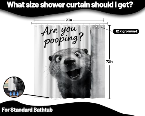 Cute Otter Shower Curtain Funny Grey Animal, 70x72 Inchs