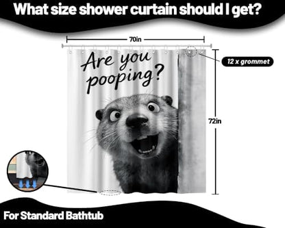 Cute Otter Shower Curtain Funny Grey Animal, 70x72 Inchs